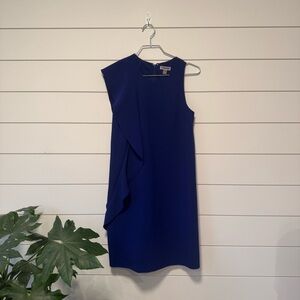 Chelsea28 Cobalt Blue Ruffle One Side Mini Shift Dress Classic Flattering 0